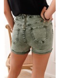 Short shorts with a decorative zip at the back, khaki 954 - Online store - Boutique